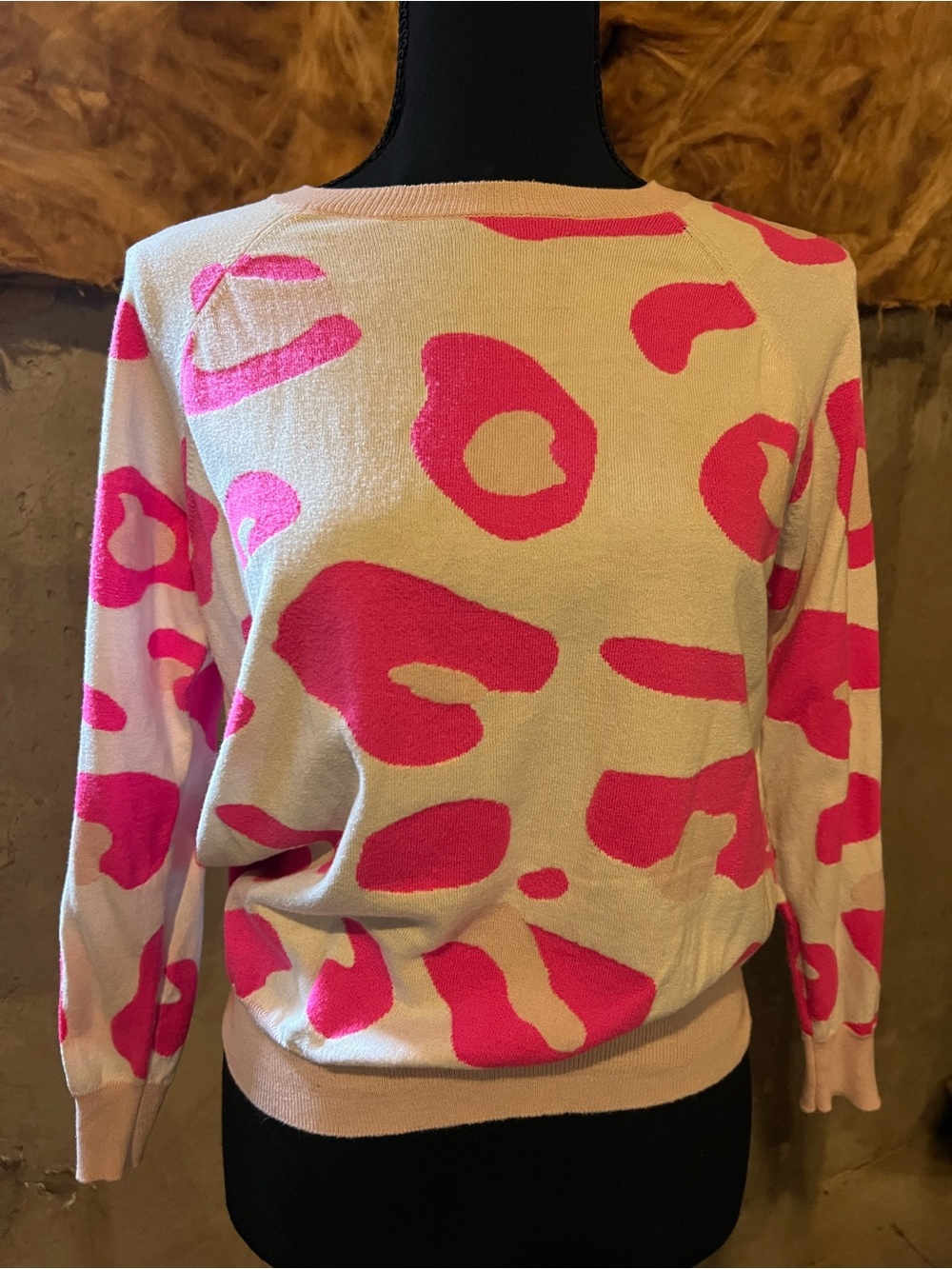 Brodie Wispr Neon Pink Animal Print Sweater